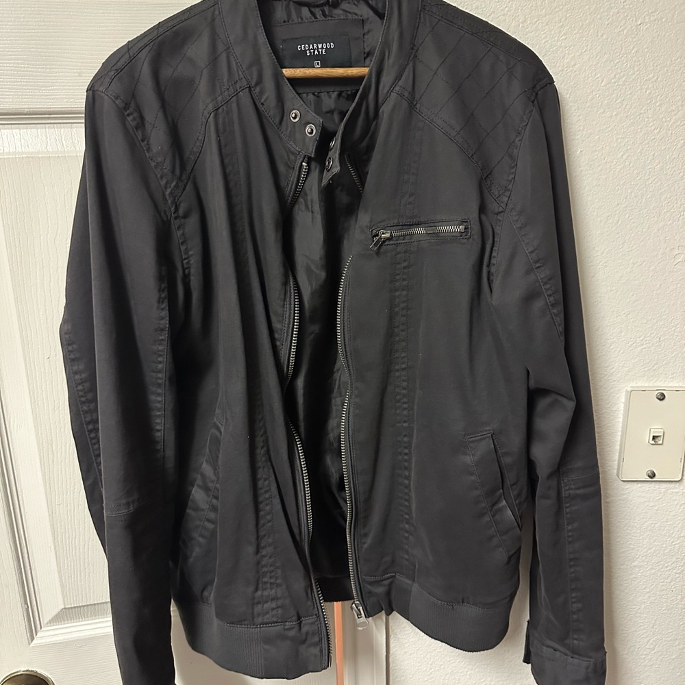 Cedarwood State Black Moto Jacket Cotton Large